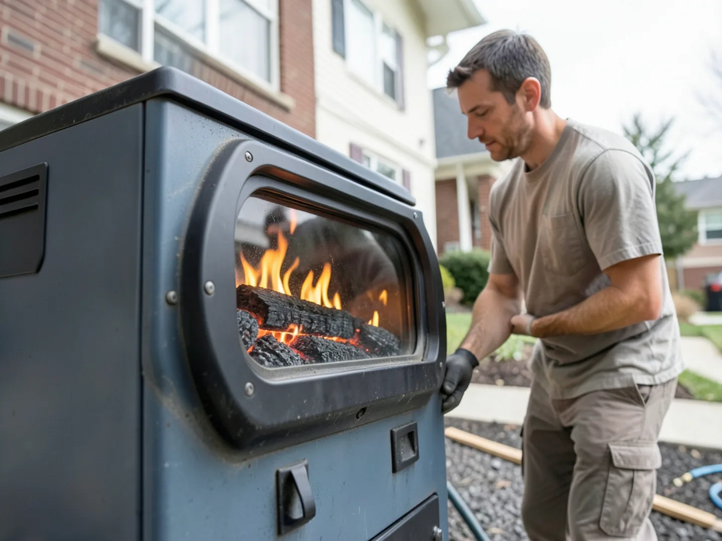 Variable-capacity modulating gas furnace firing through observation sight glass
